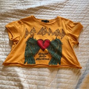 Yellow 1981 Def Leppard Tour Cropped Tee